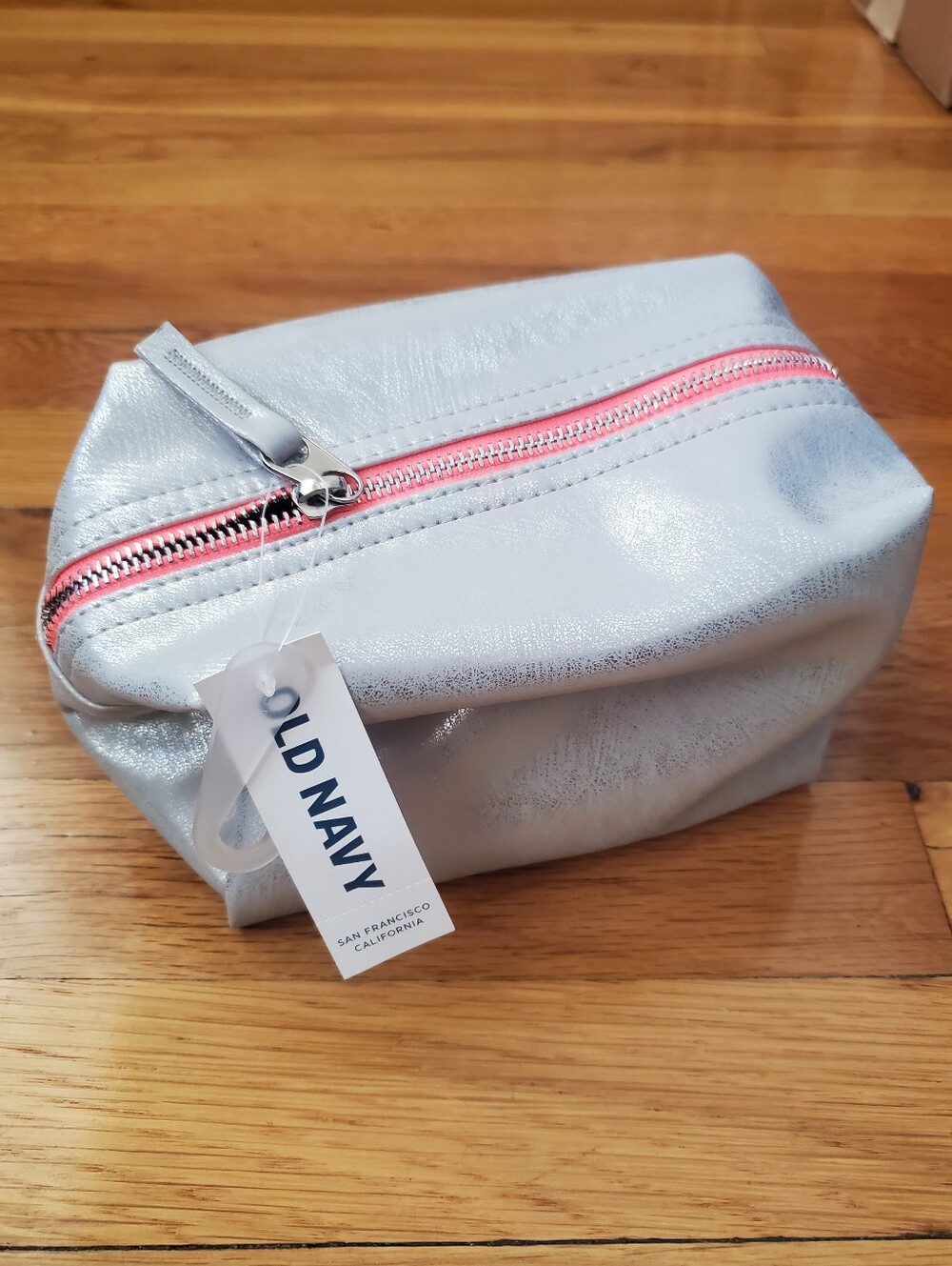 Old Navy Silver Metallic Cosmetic Pouch Bag with Tag